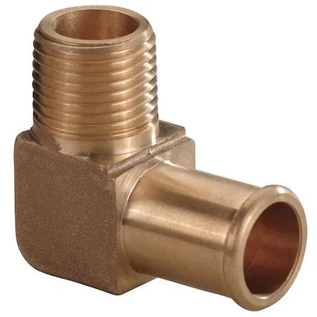 Value Brand Value Brand 6AFJ0 Brass Hose Barb 1/2 In 3/8 MNPT 90 Degree Elbow — product photo