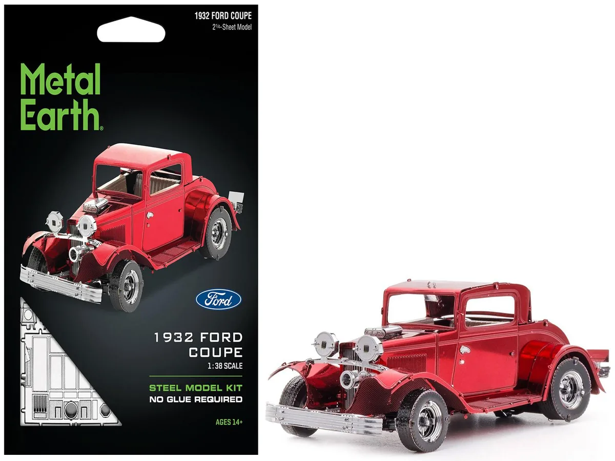 Metal Earth Metal Earth 1932 Ford Coupe Red 111-part Steel Model Kit — product photo