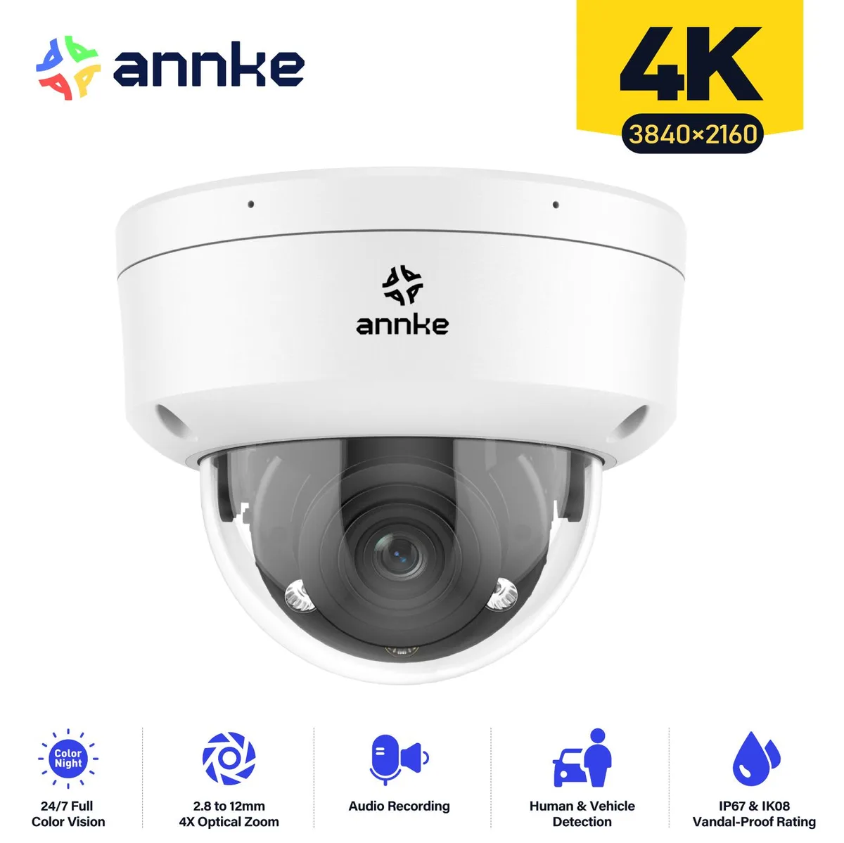 Annke Annke 4K 8MP PoE Dome Camera 2.8-12mm Varifocal — product photo