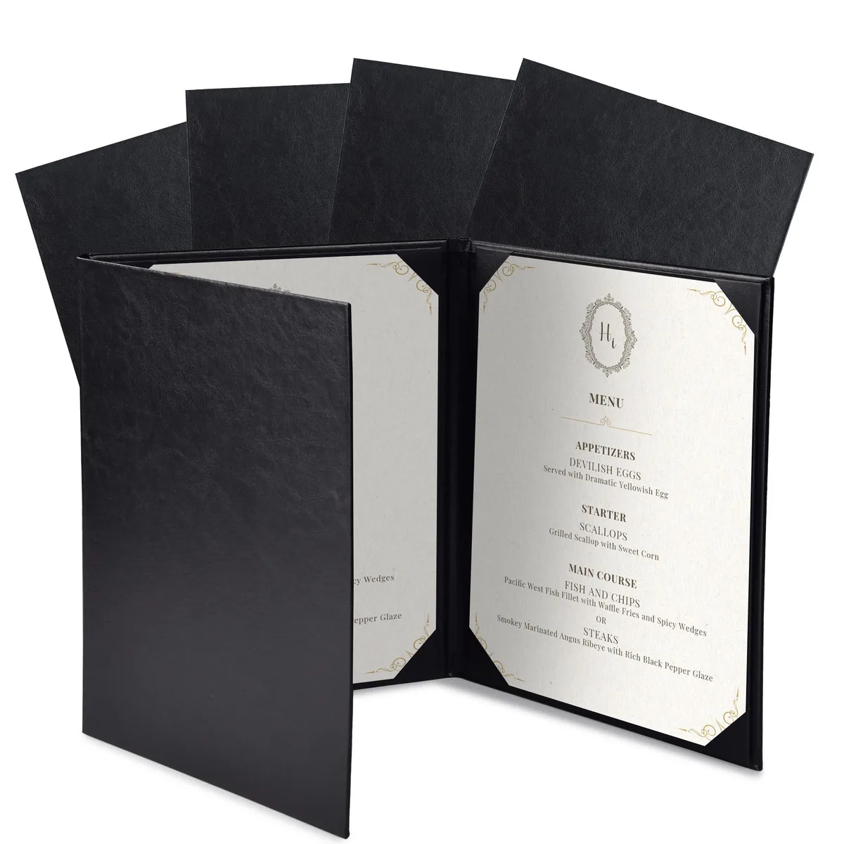 Yescom USA, Inc. Yescom USA, Inc. 26MNC032-811T3-06-5 Menu Cover 5 Pack Trifold 8.5x11" 3 View PU Leather — product photo