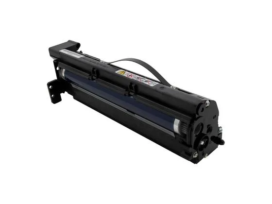 Black drum unit cartridge for Ricoh laser copier, rectangular plastic housing with toner roller visible