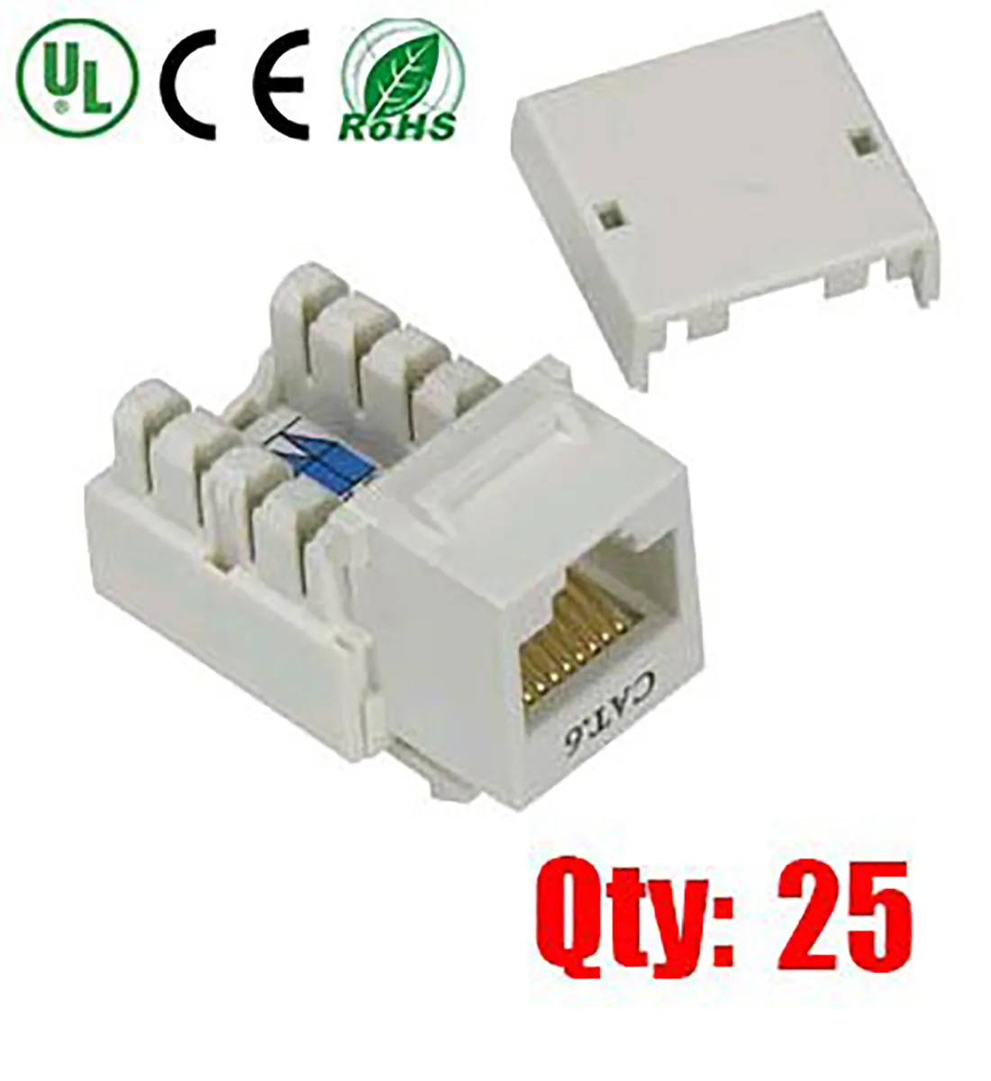 iMBAPrice iMBAPrice White Cat6 Punch Down RJ45 Keystone Jack (Pack of 25) — product photo