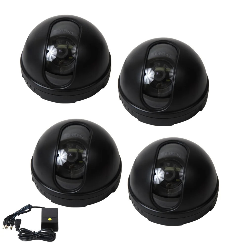 VideoSecu VideoSecu DM304-N1 4-pack 480TVL dome cameras 3.6mm lens with power supply — product photo