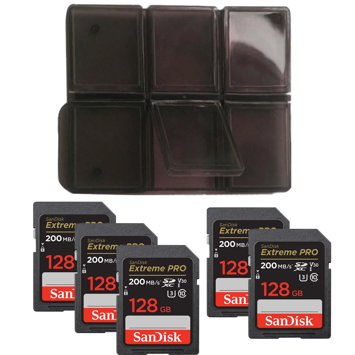 SanDisk SanDisk Extreme Pro 128GB SDXC UHS-I V30 5-pack camera accessory — product photo