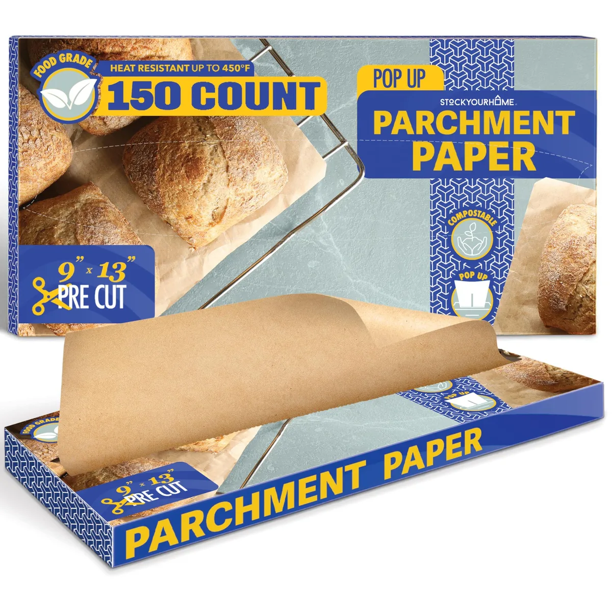  Stock Your Home 2131 Parchment Paper Sheets 150 Ct 9x13 Kraft Brown — product photo