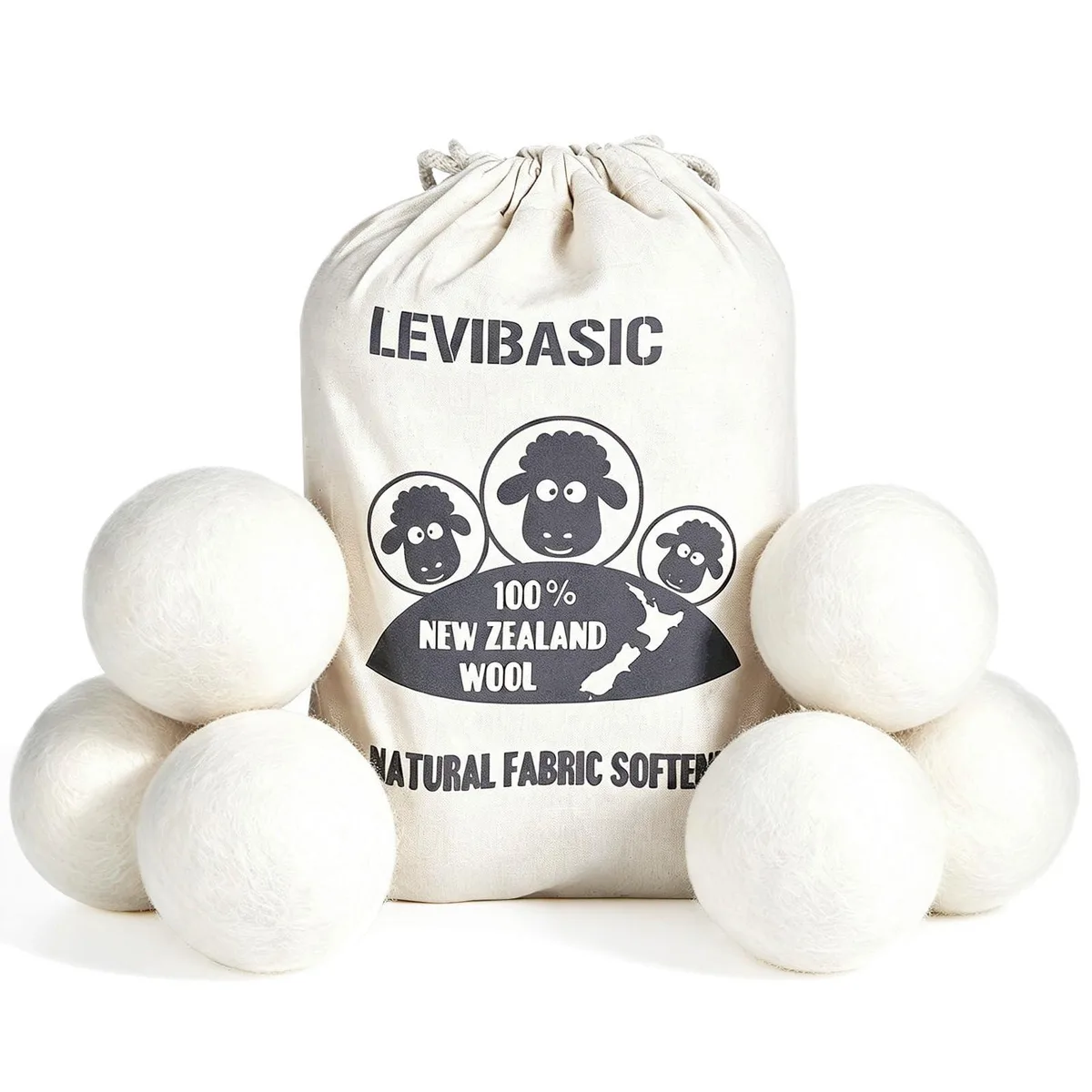  LEVIBASIC LB-601 Wool Dryer Balls 6 Pack 3.0 Inch — product photo