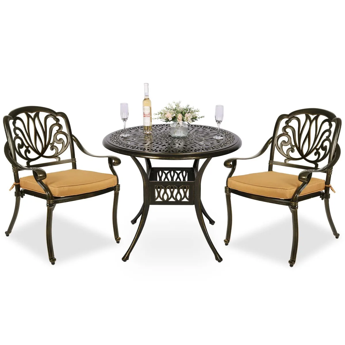 MEETWARM MEETWARM 3-Piece Patio Bistro Set 35.4" Table 2 Chairs — product photo