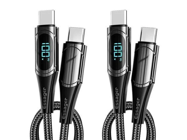 Manw Manw USB C to USB C Cable 100W LED Display 6.6ft Black 2 Pack — product photo