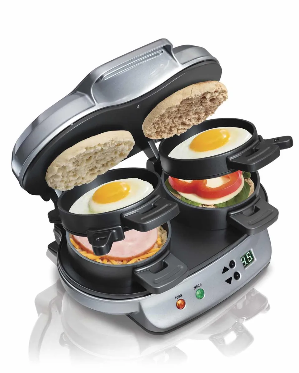 Hamilton Beach Hamilton Beach 25490A Dual Breakfast Sandwich Maker, Silver — product photo