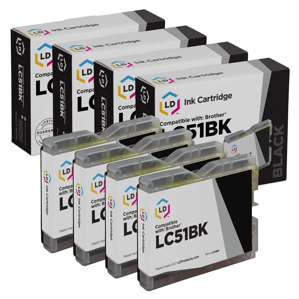 LD Products LD Products LC51BK Black Ink Cartridge 4-Pack 500 Pages — product photo