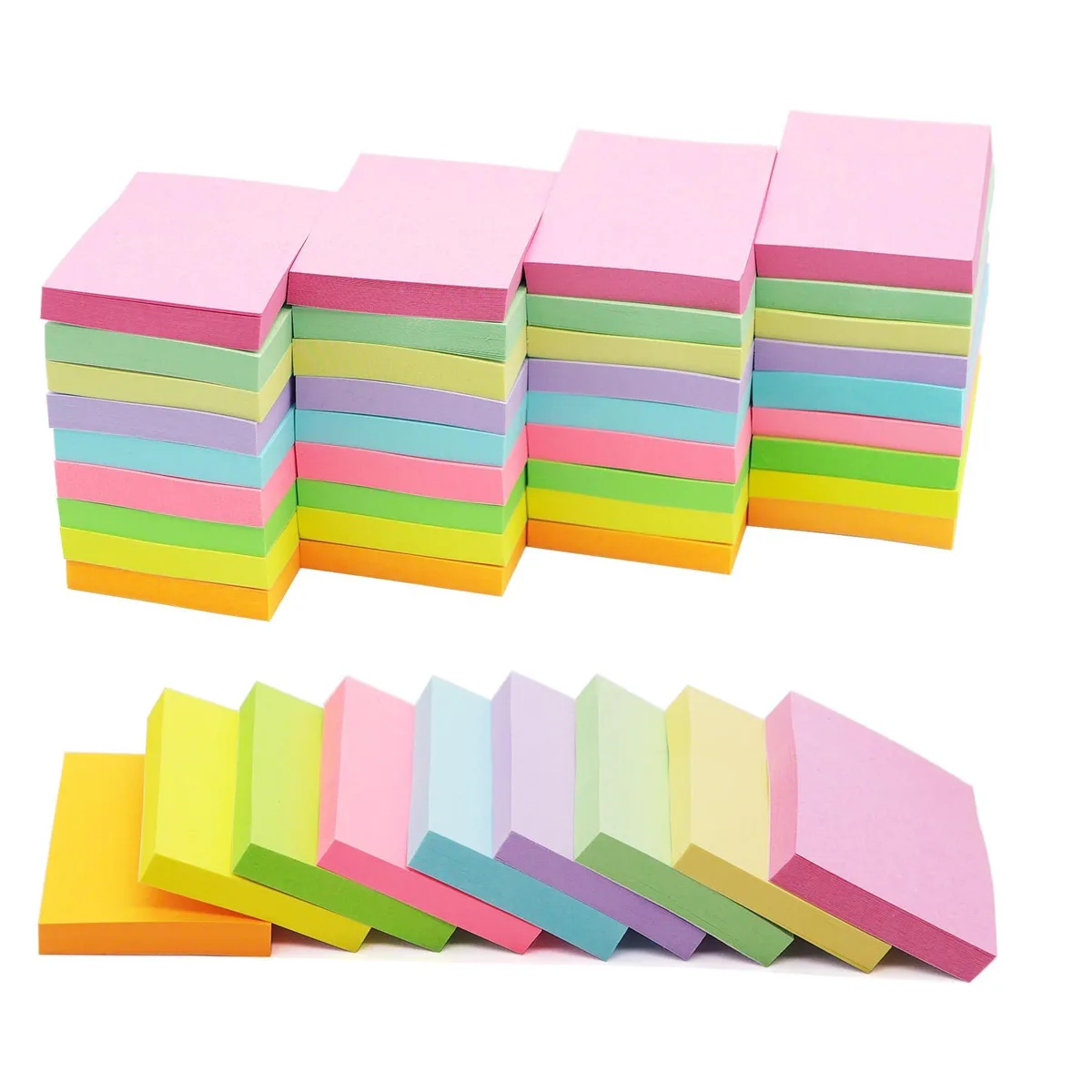 Rectangular pack of 36 pastel mini sticky-note pads, 1.5 by 2 inches, 2160 sheets total