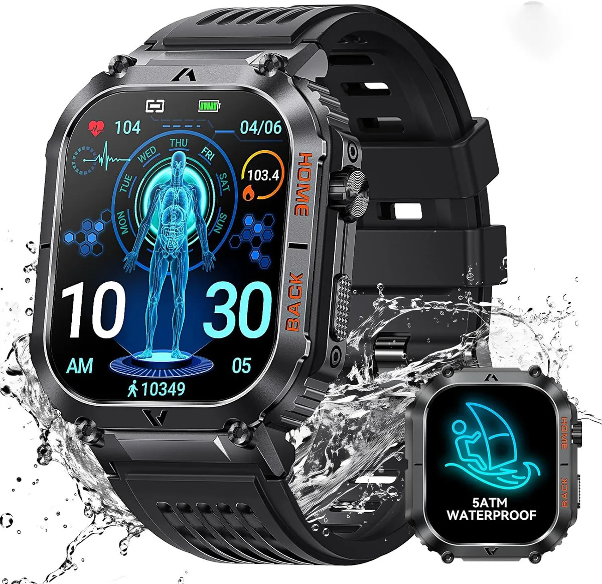 Hitoor Hitoor Military Smart Watch 2.02" 5ATM IP68 Black — product photo