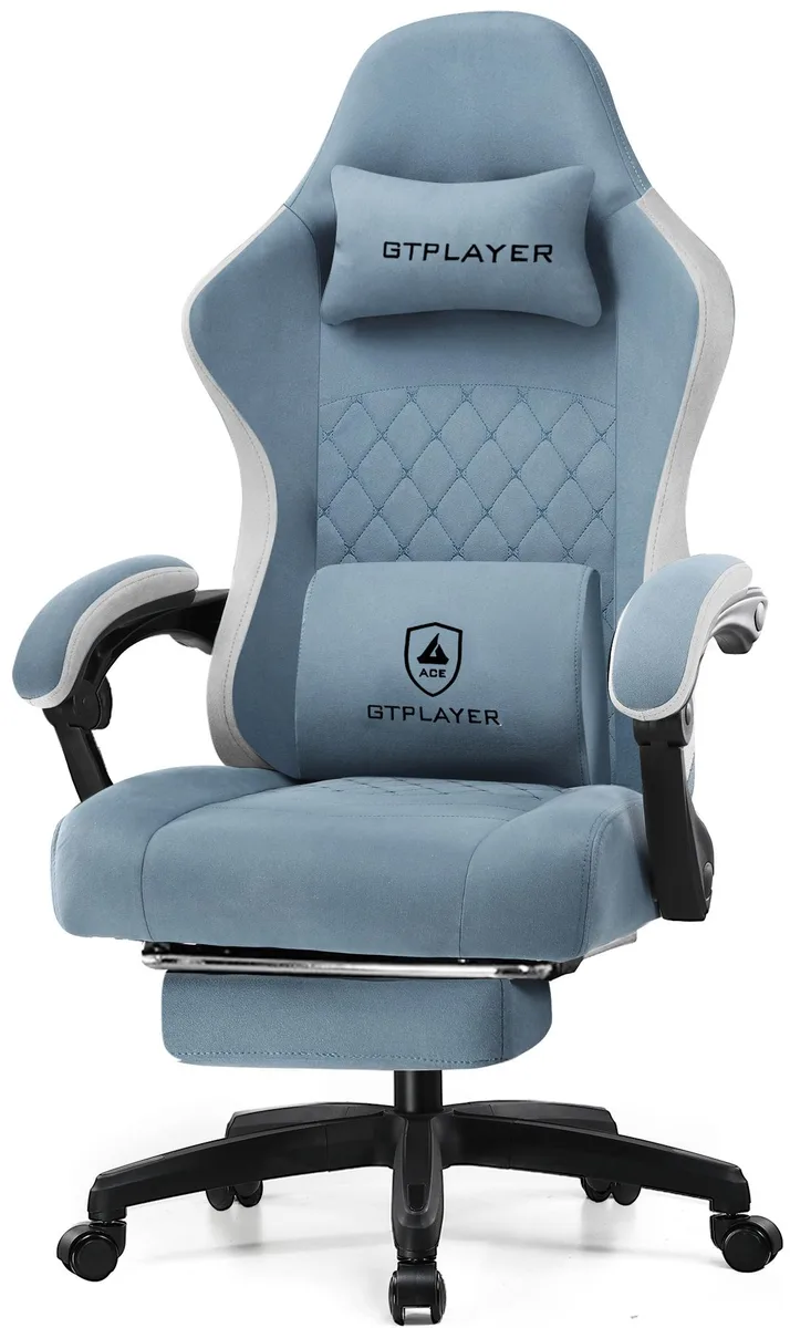 GTPLAYER GTPLAYER Gaming Chair with Footrest Black Faux Leather 140° Recline 300 lb Capacity — product photo