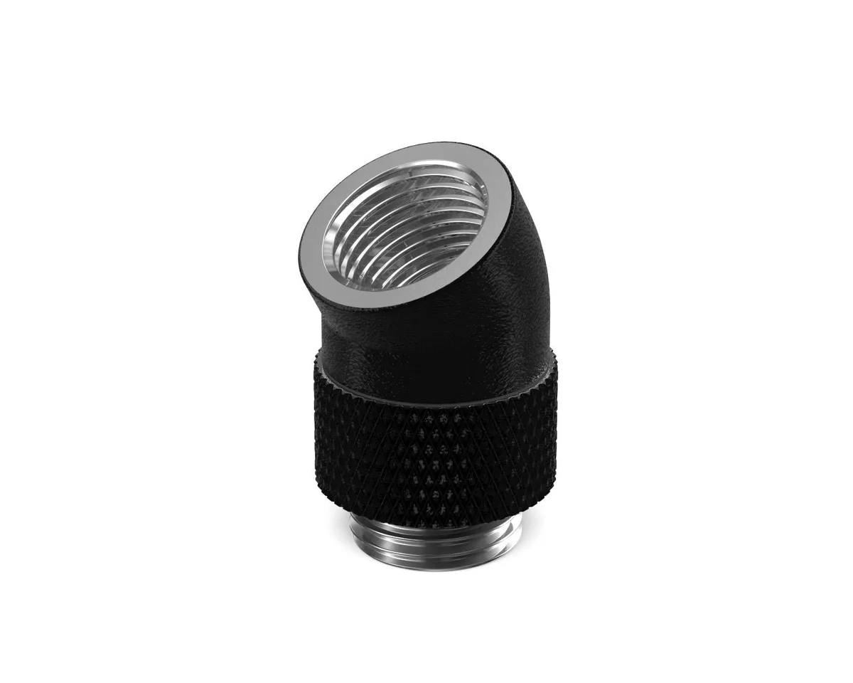 PrimoChill PrimoChill Male Female G1/4 30 Degree Rotary Elbow Fitting TX Matte Black diy cooling — product photo