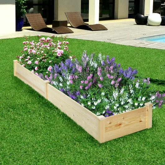 SlickBlue SlickBlue Raised Wooden Planter Box Natural 97.5" x 25.5" x 10 — product photo