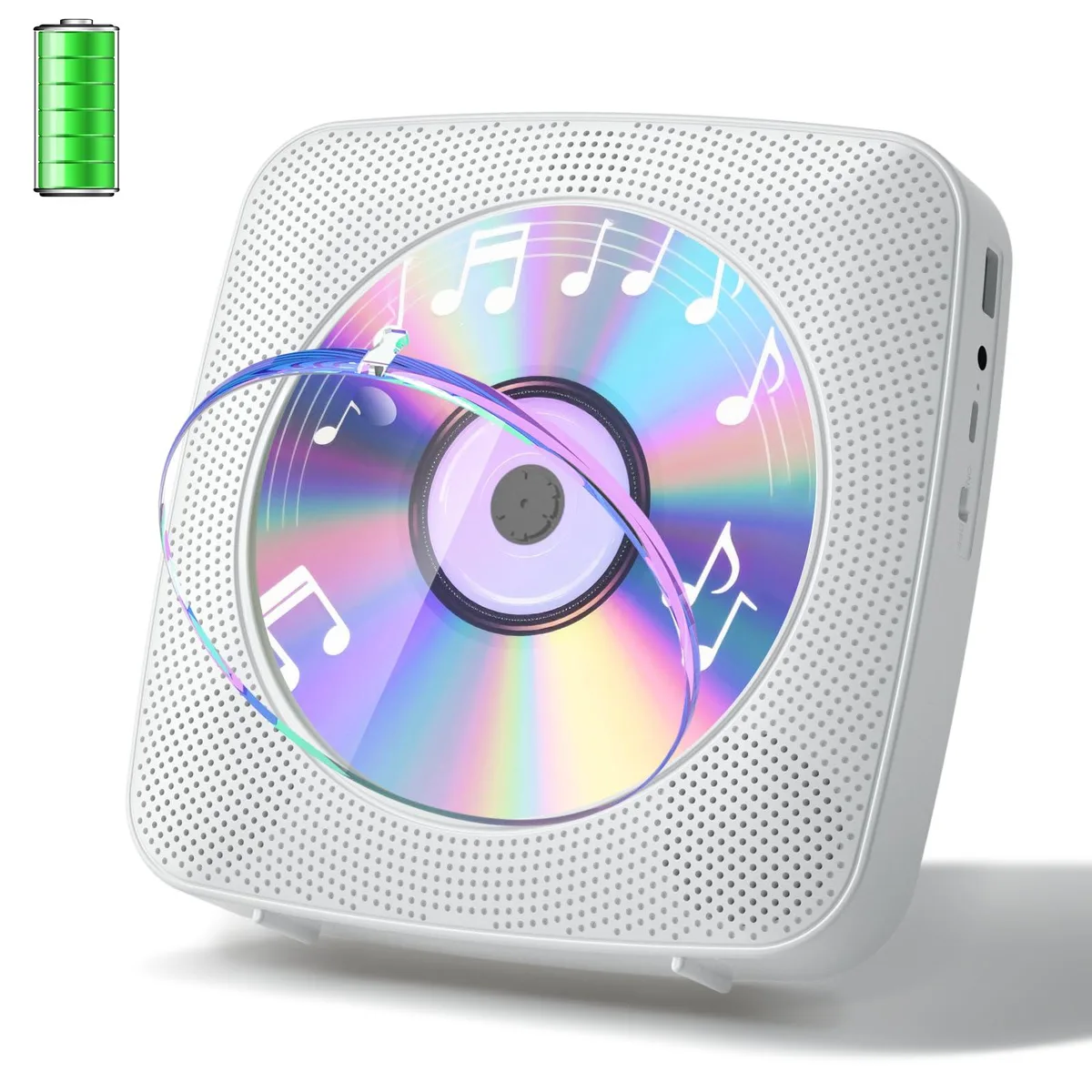  Gueray Portable CD Player Bluetooth 5.0 White 1800mAh — product photo