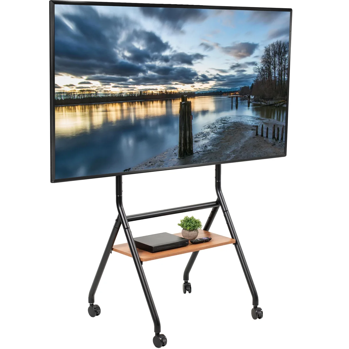 VIVO VIVO Mobile Heavy-Duty Height Adjustable Studio TV Cart 37-86 Dark Walnut/Black — product photo