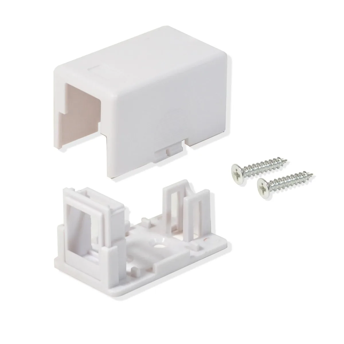 Twenty white single-port keystone surface mount boxes
