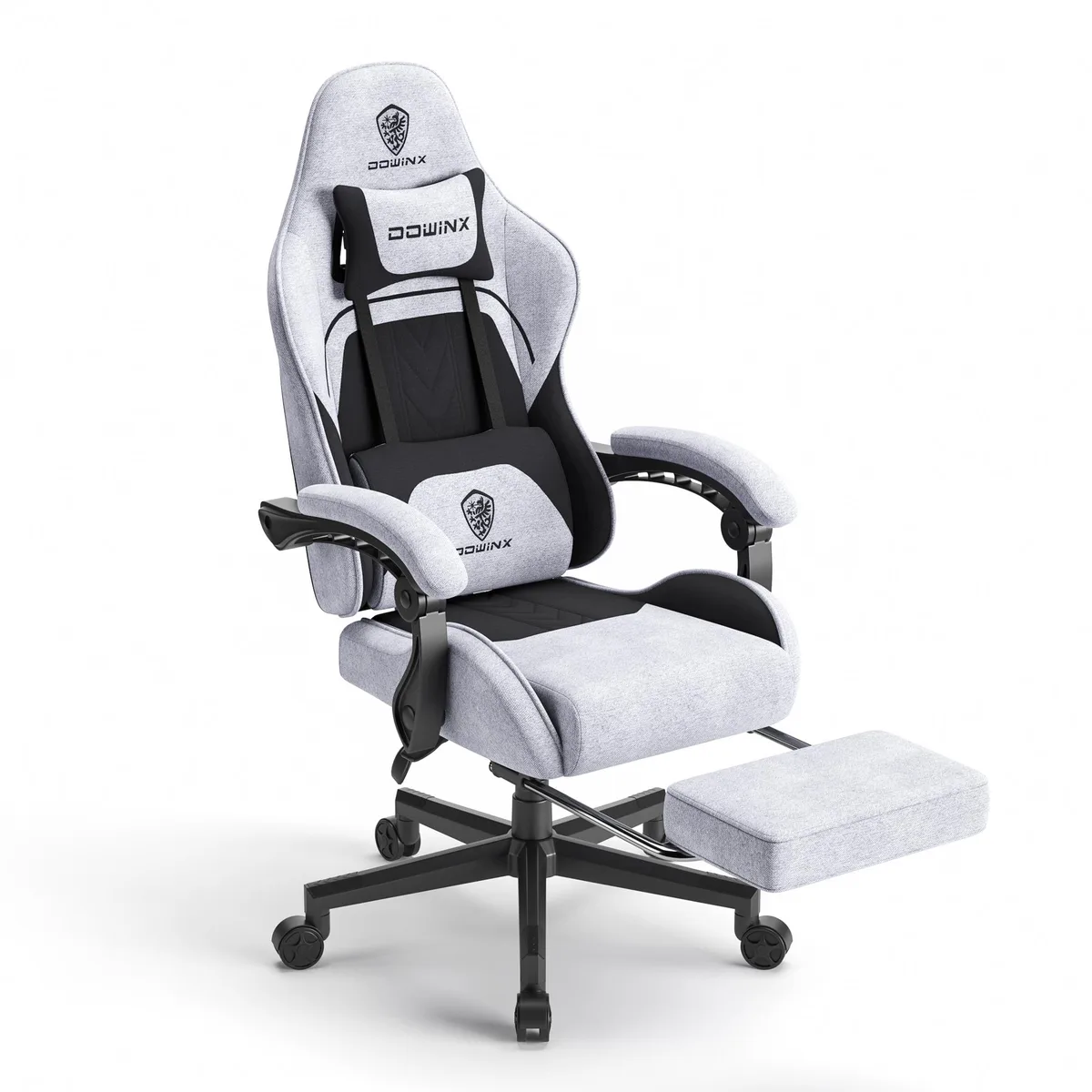 Dowinx Dowinx LS-6658 gaming chair, Light Grey, 21" seat, 31" back, 90°-135° recline — product photo