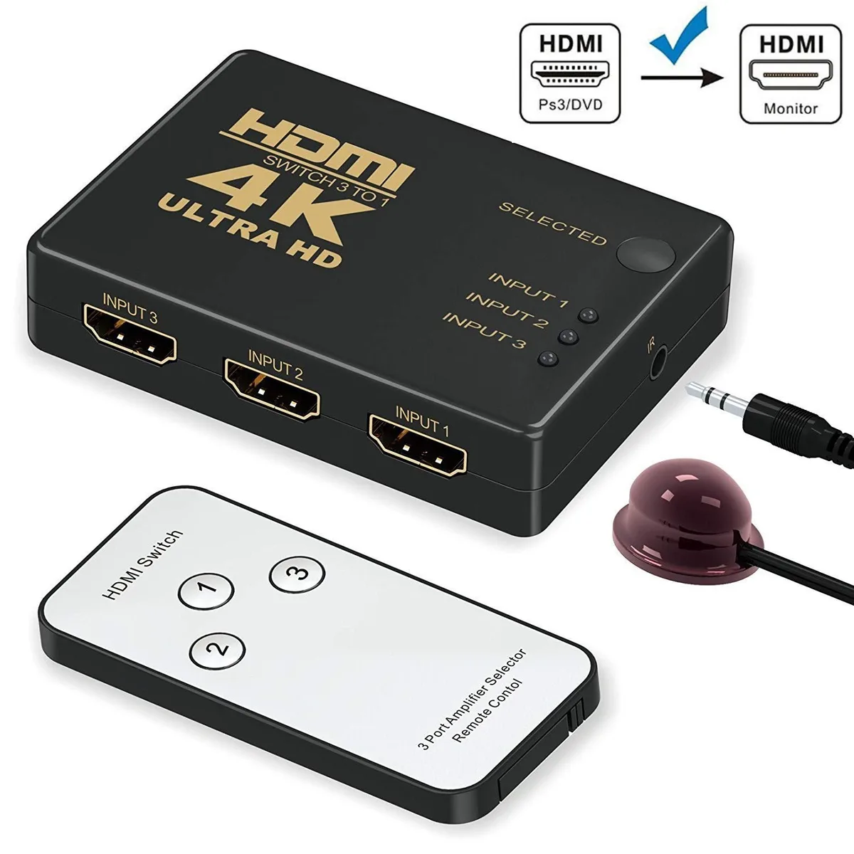 ESTONE ESTONE SLF-HD112 3 Port HDMI Switch 1920 x 1080 250 MHz — product photo