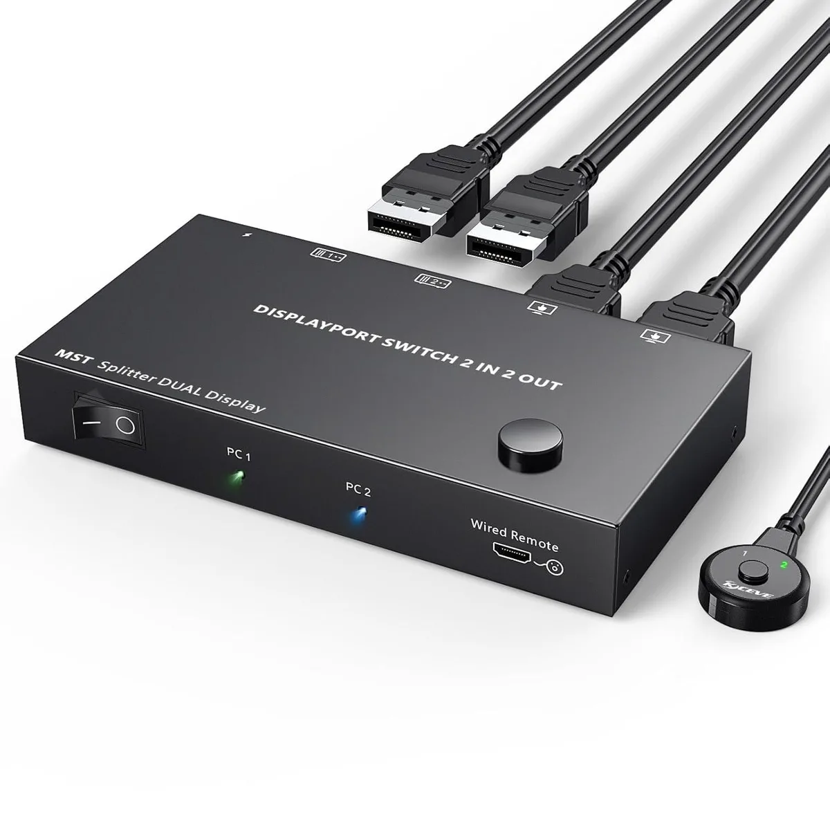 Vszerda Vszerda ZX-D202 Dual Monitor DP 1.4 KVM Switch 4K 60Hz — product photo