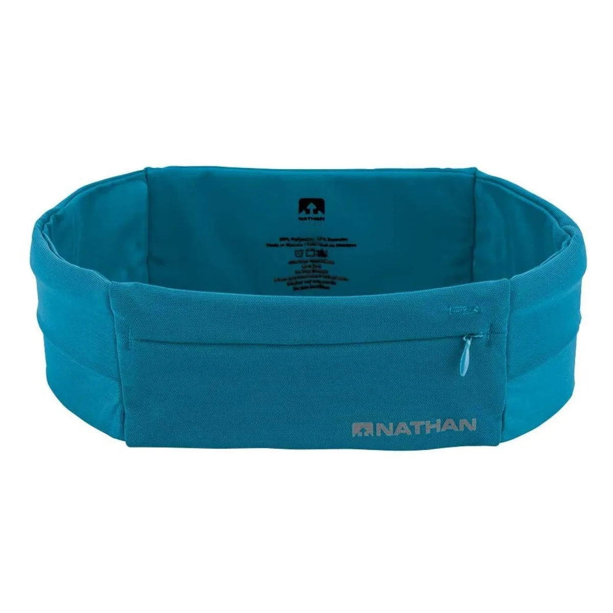 Lightweight blue running waist pack with zippered mesh pockets