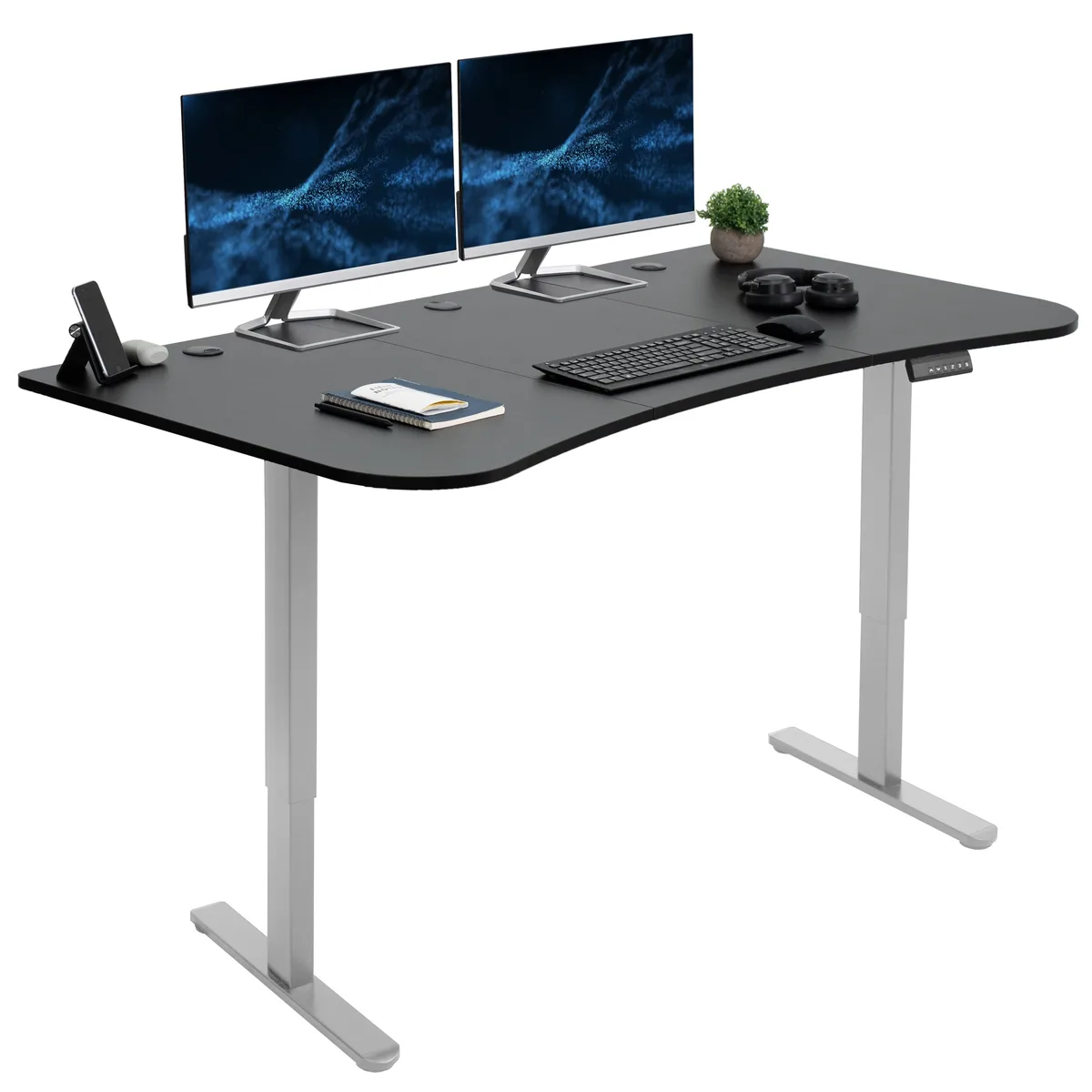VIVO VIVO Electric Stand Up Desk 63 x 32 Black Top Gray Frame — product photo