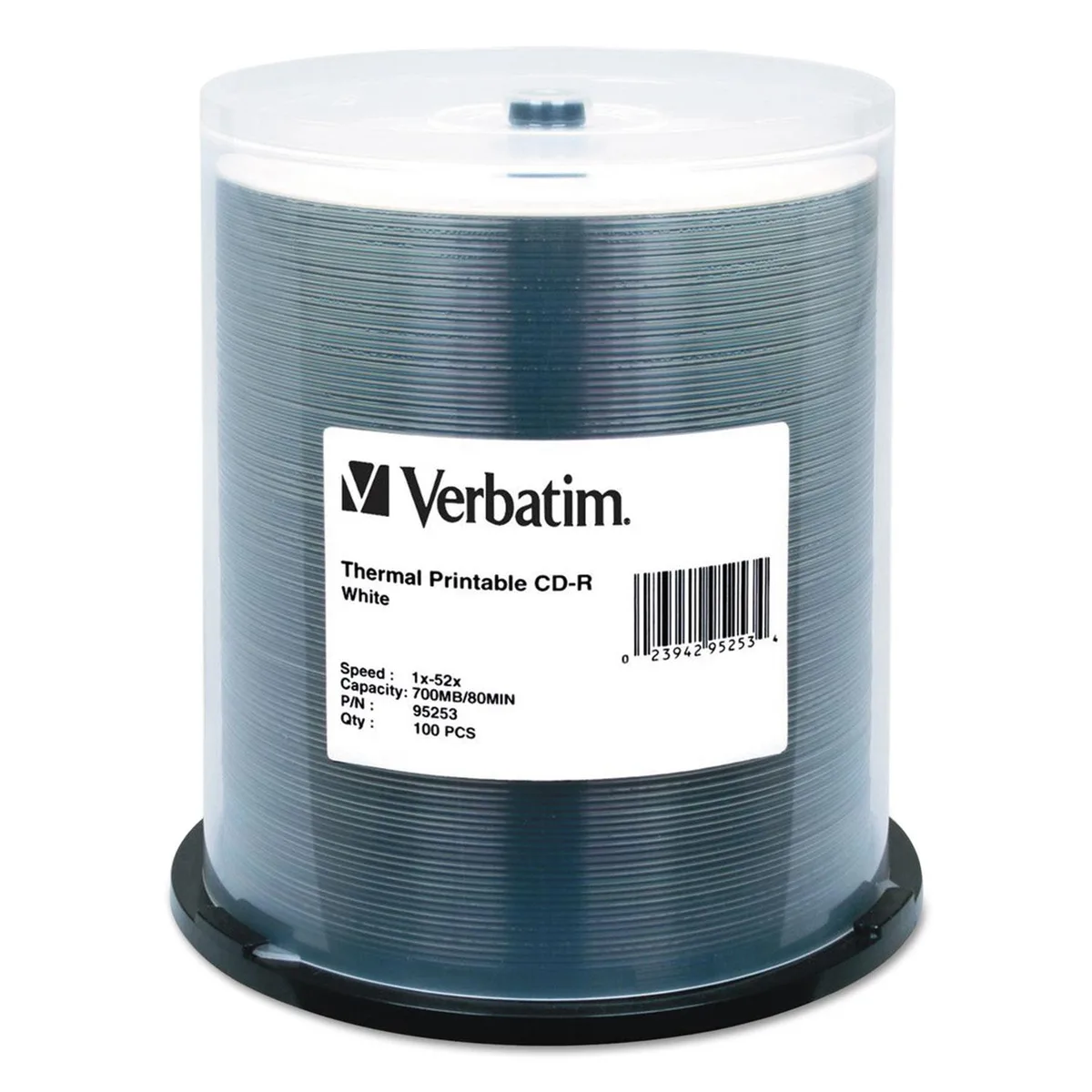VERBATIM VERBATIM 95253 CD-R 700MB 52X Printable Spindle 100 Pack — product photo