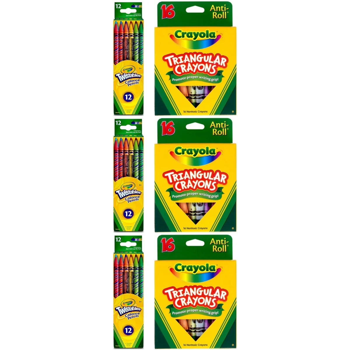 Crayola Crayola SP-53653573239102 illustration 3×12 Twistables + 3×16 Triangular Crayons — product photo