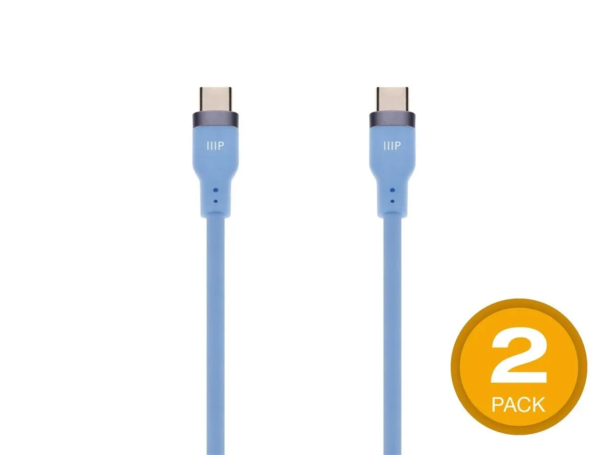 Monoprice Inc. Monoprice 148844 USB-C to USB-C Silicone Charging Cable USB 2.0 240W PD Blue 2 Pack — product photo