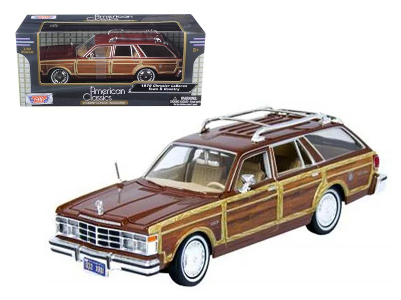 MOTORMAX MOTORMAX 1979 Chrysler Lebaron Town and Country Burgundy 1/24 Diecast Model Car — product photo