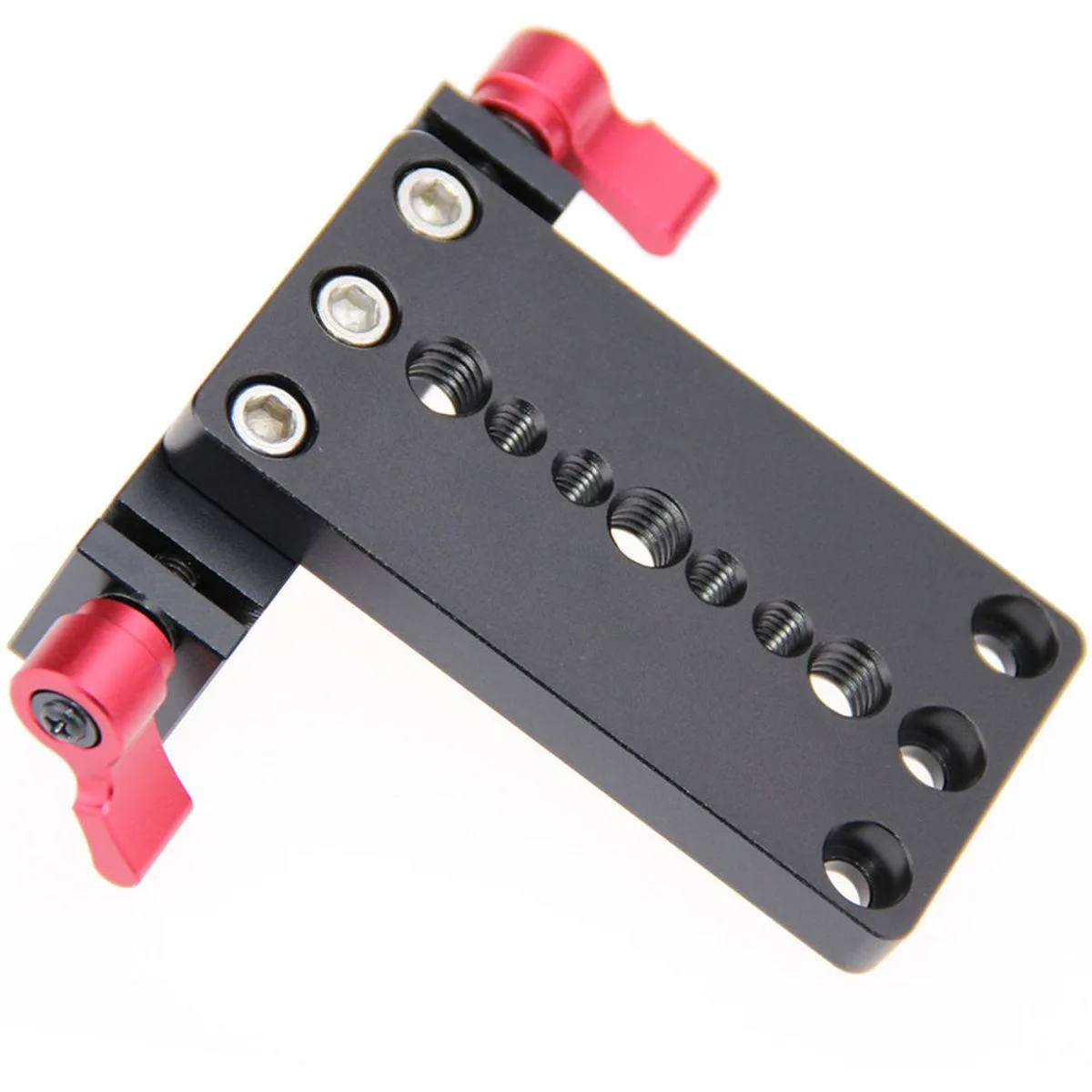 Anodized aluminium base plate with 15mm railblock and red knob