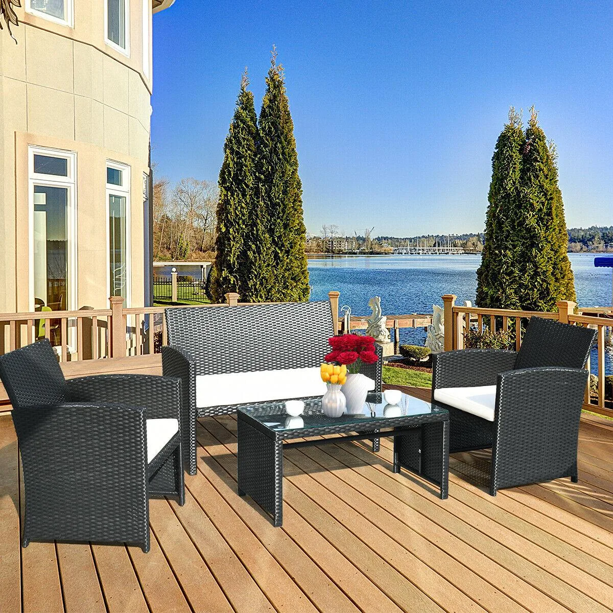 Costway Costway 4-Piece Rattan Sofa Set Black — product photo