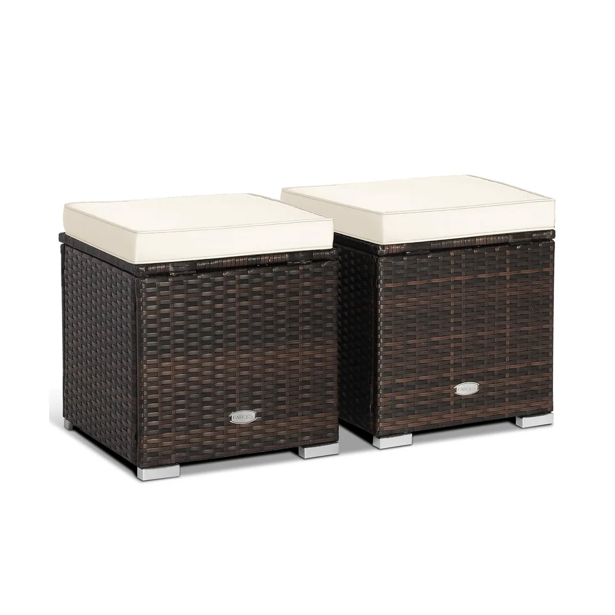 SlickBlue SlickBlue 2-Piece Patio Ottoman Set White 16" 350 lbs — product photo