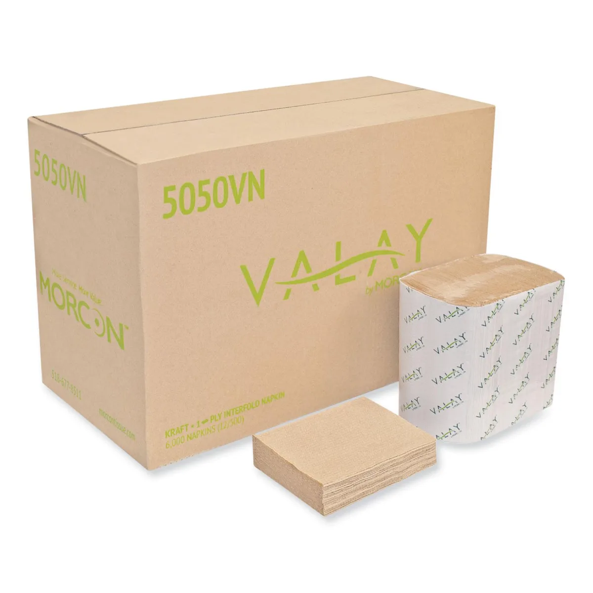 Morcon Paper Morcon Paper 5050VN interfolded napkins 1-ply Kraft 6.3 x 8.85 6000 count cleaning — product photo