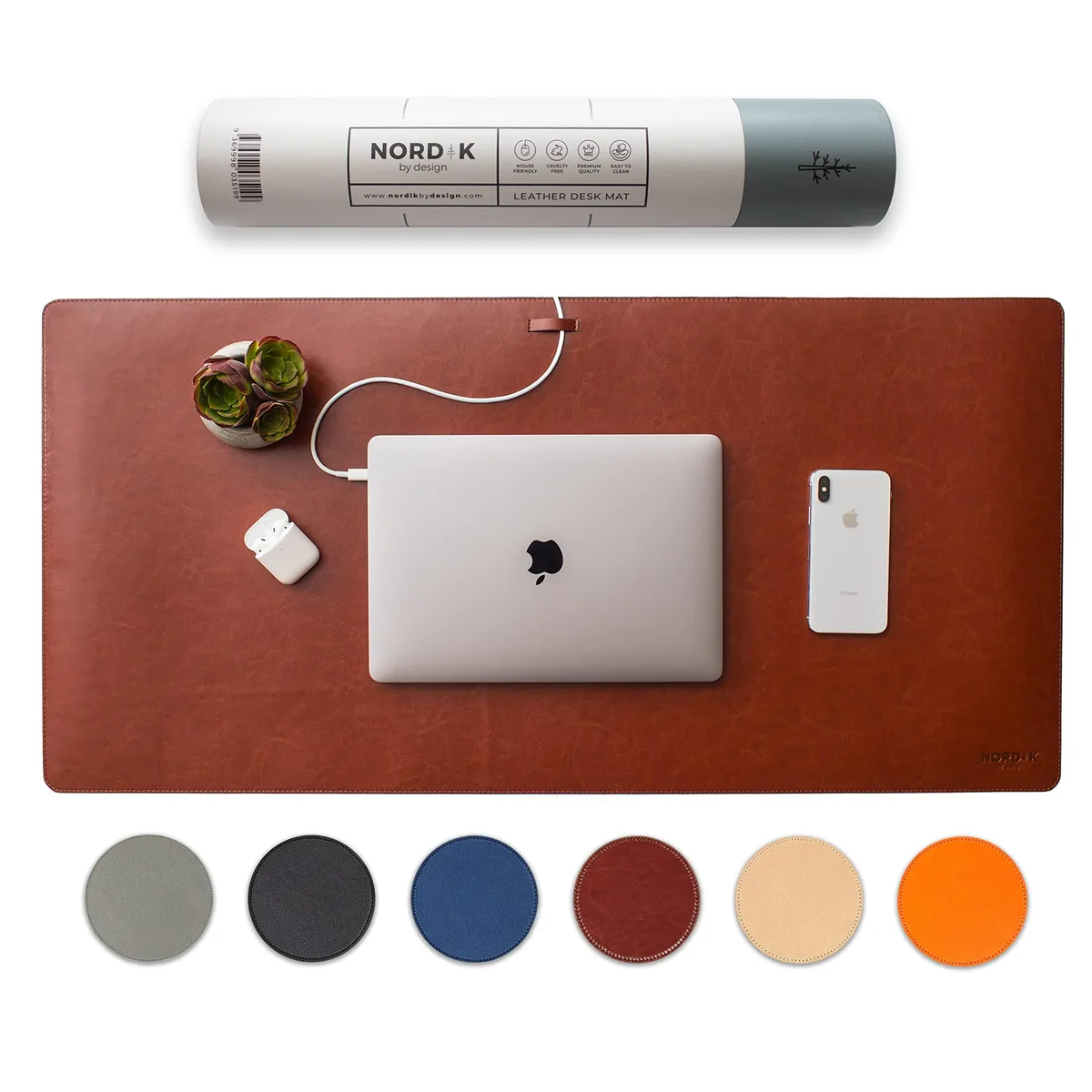  Nordik By Design LMBL1 Leather Desk Mat Whiskey Brown 35 x 17 Inch — product photo