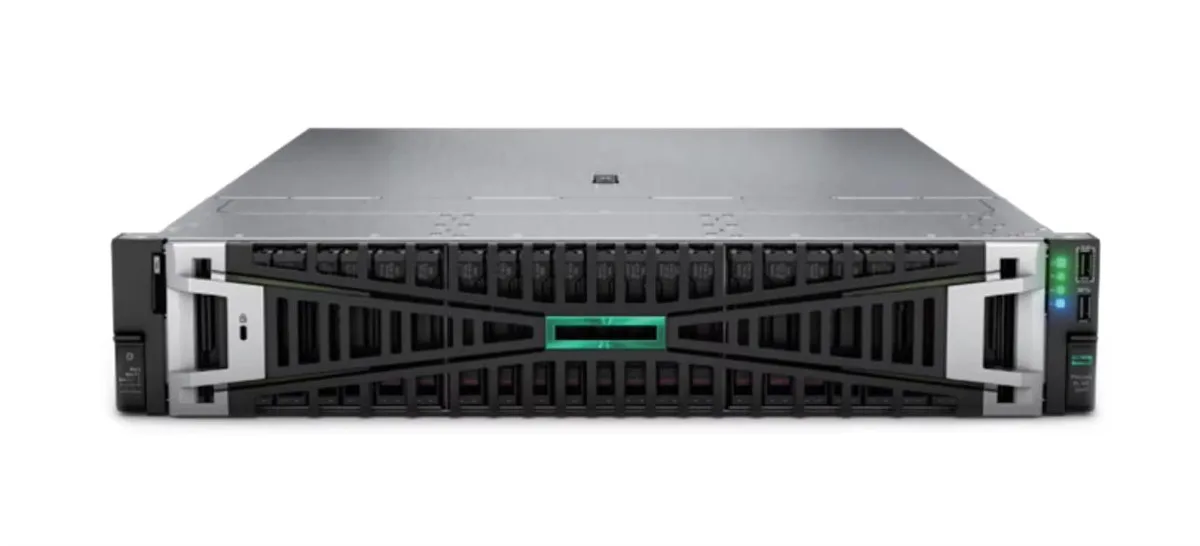 HPE HPE DL360 Gen11 8SFF CTO barebone server, 4-port Gigabit NIC, MR416i-O RAID controller, 2U rails — product photo