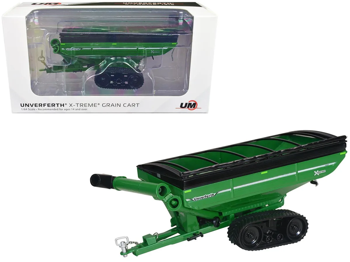 SpecCast Collectibles SpecCast Collectibles Unverferth X-Treme 1319 Grain Cart with Tracks Green 1/64 Diecast Hobby Collectible — product photo