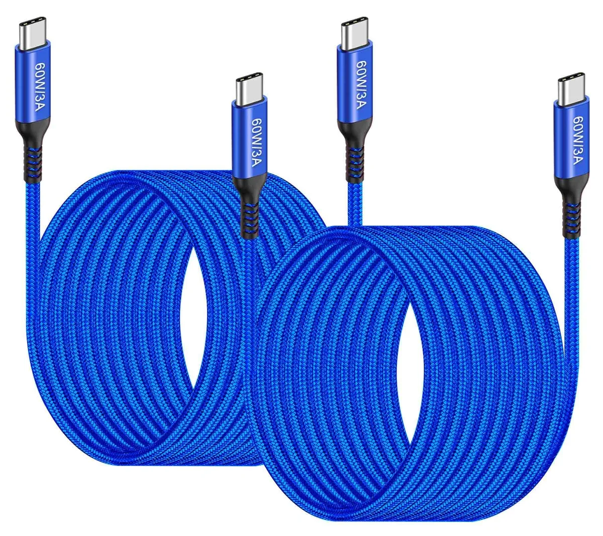  Awnuwuy USB-C to USB-C Cable 15ft 60W 2 Pack Blue — product photo