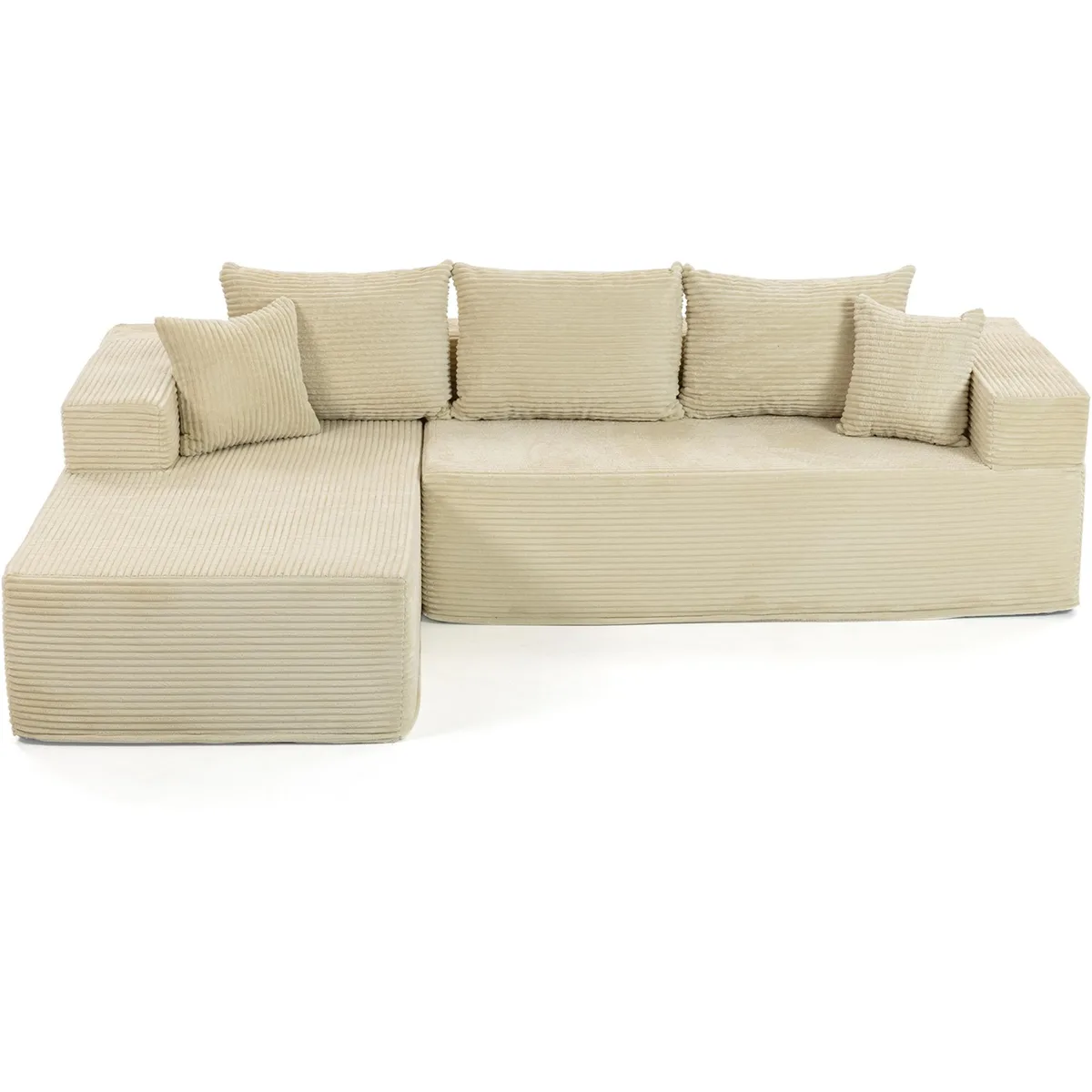 VANBOW VANBOW Modular L-Shape Sectional Sofa Corduroy Black 105'' 50'' Chaise No Assembly — product photo