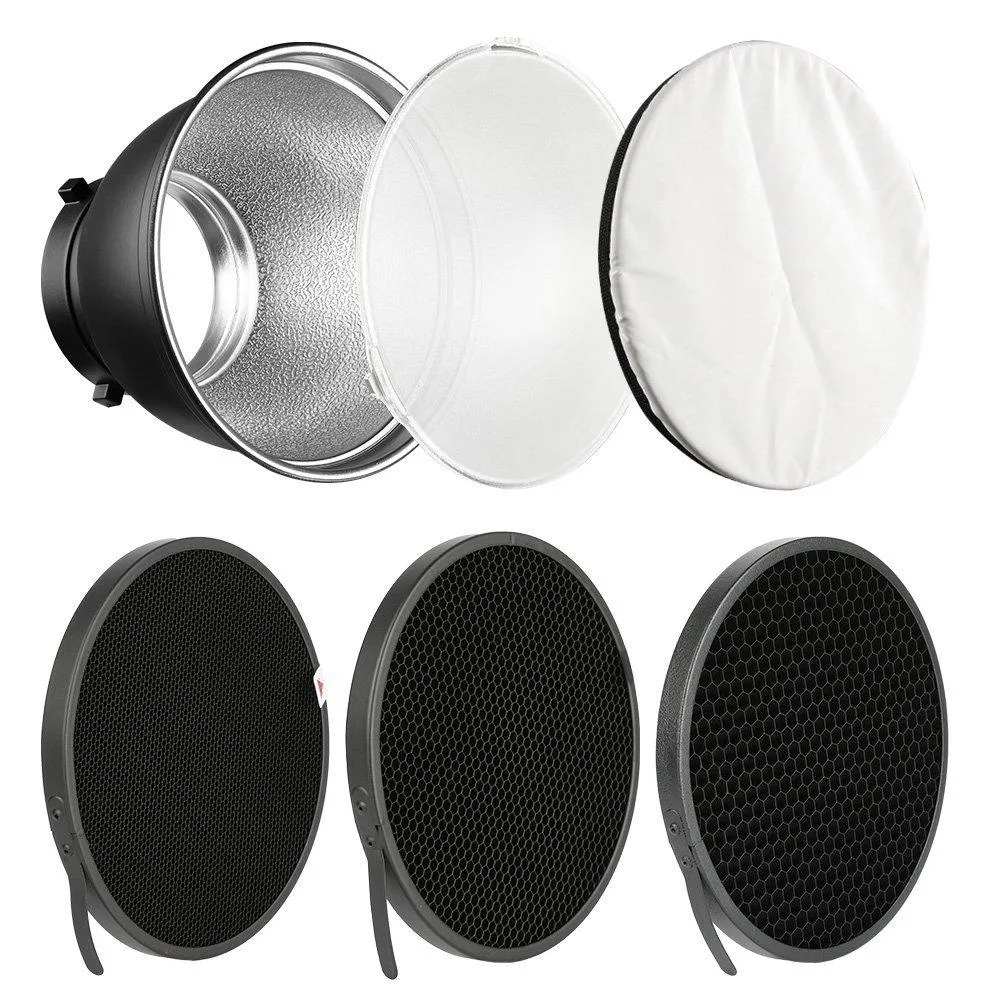 SUPON 7" Standard Reflector Bowens Mount with 20°/40°/60° Honeycomb Grids — product photo