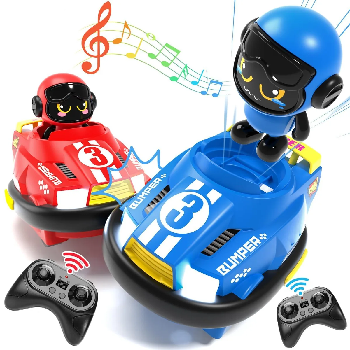2 Pack Cartoon Remote Control Bumper Cars 360° Spin — product photo