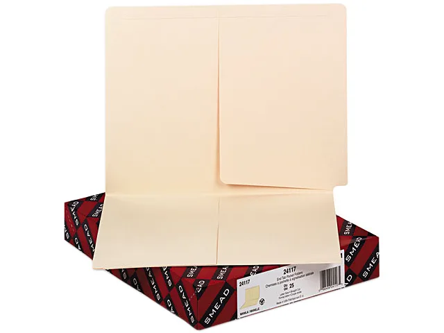 Smead Smead 24117 file folder, straight end tab, letter, manila, 25/box — product photo