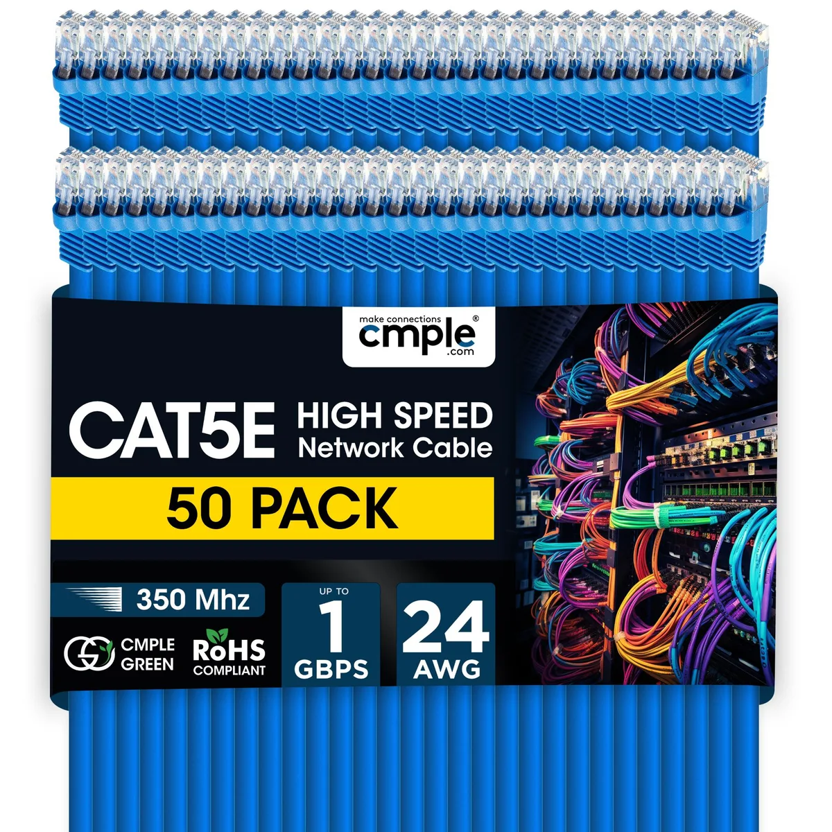 CMPLE CMPLE 50 Pack Cat5e Ethernet Cable 1.5 ft Blue — product photo
