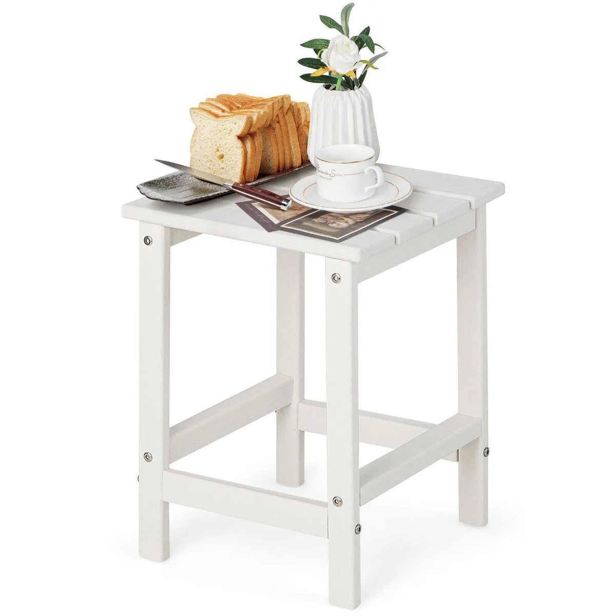 SlickBlue SlickBlue Square Weather-Resistant Adirondack Side Table White 14 x 14 x 18.5 — product photo