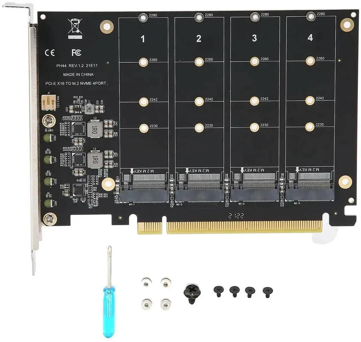SMUGDESK SMUGDESK ph44 4-Port M.2 NVMe to PCIe X16 Adapter Card — product photo