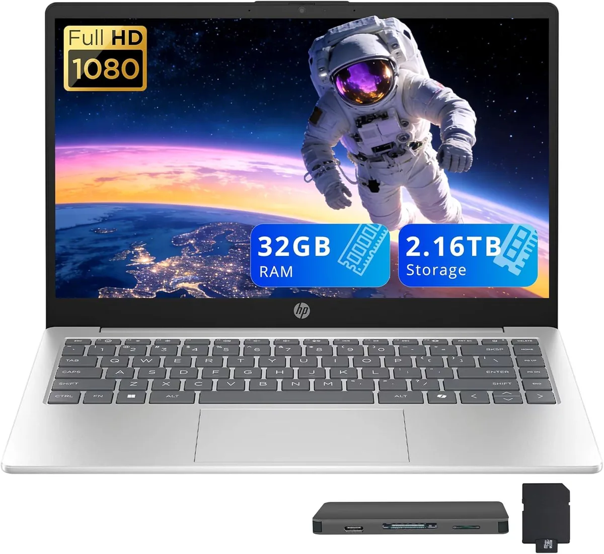 HP HP 14" FHD Business Laptop i5-1334U 32GB DDR4 2.16TB Storage Silver — product photo