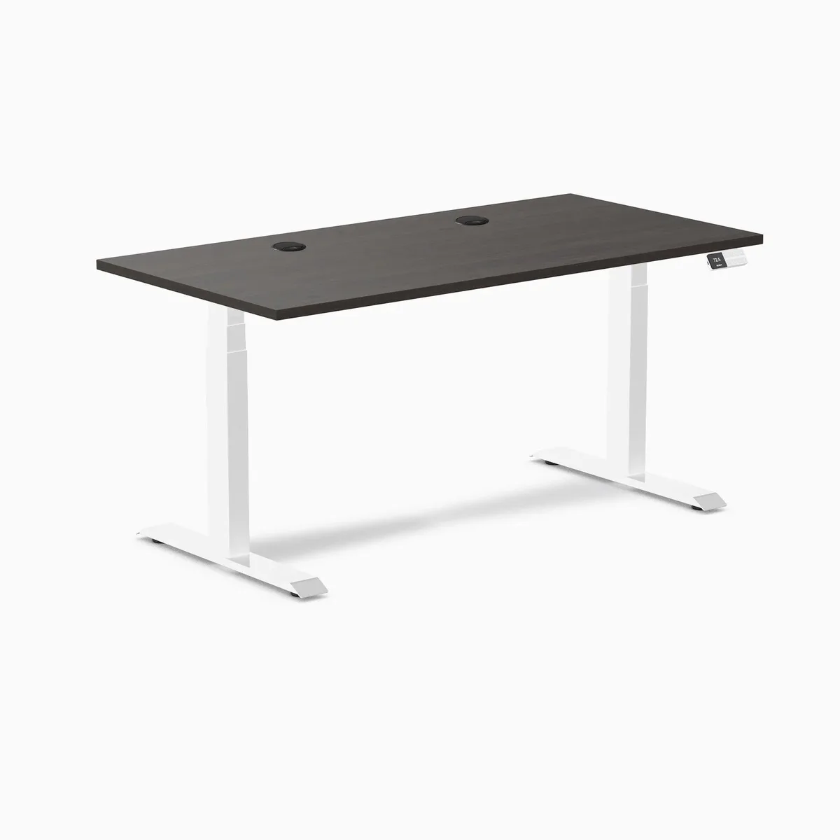 Desky Desky Dual Laminate Sit Stand Desk Burnished Wood White 59.1 x 29.5 in — product photo