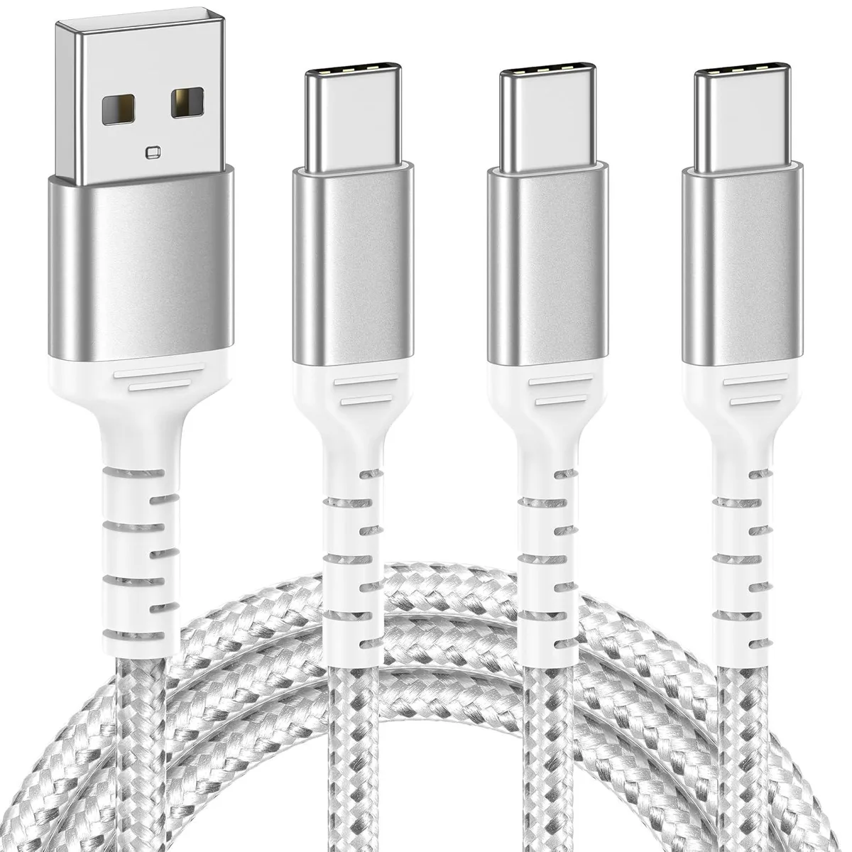 Kootion Kootion USB A to USB C cable 3-pack 6ft braided 3.1A 480Mbps — product photo