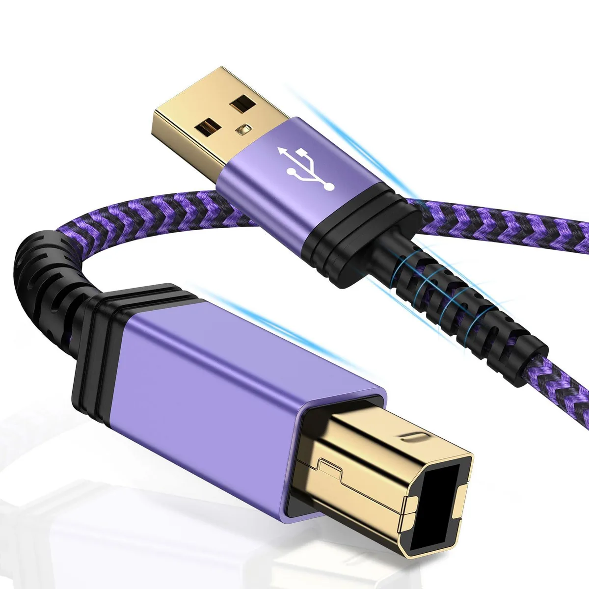 No Sew No Sew USB B to A Printer Cable 6FT Purple Braided 480 Mbps — product photo